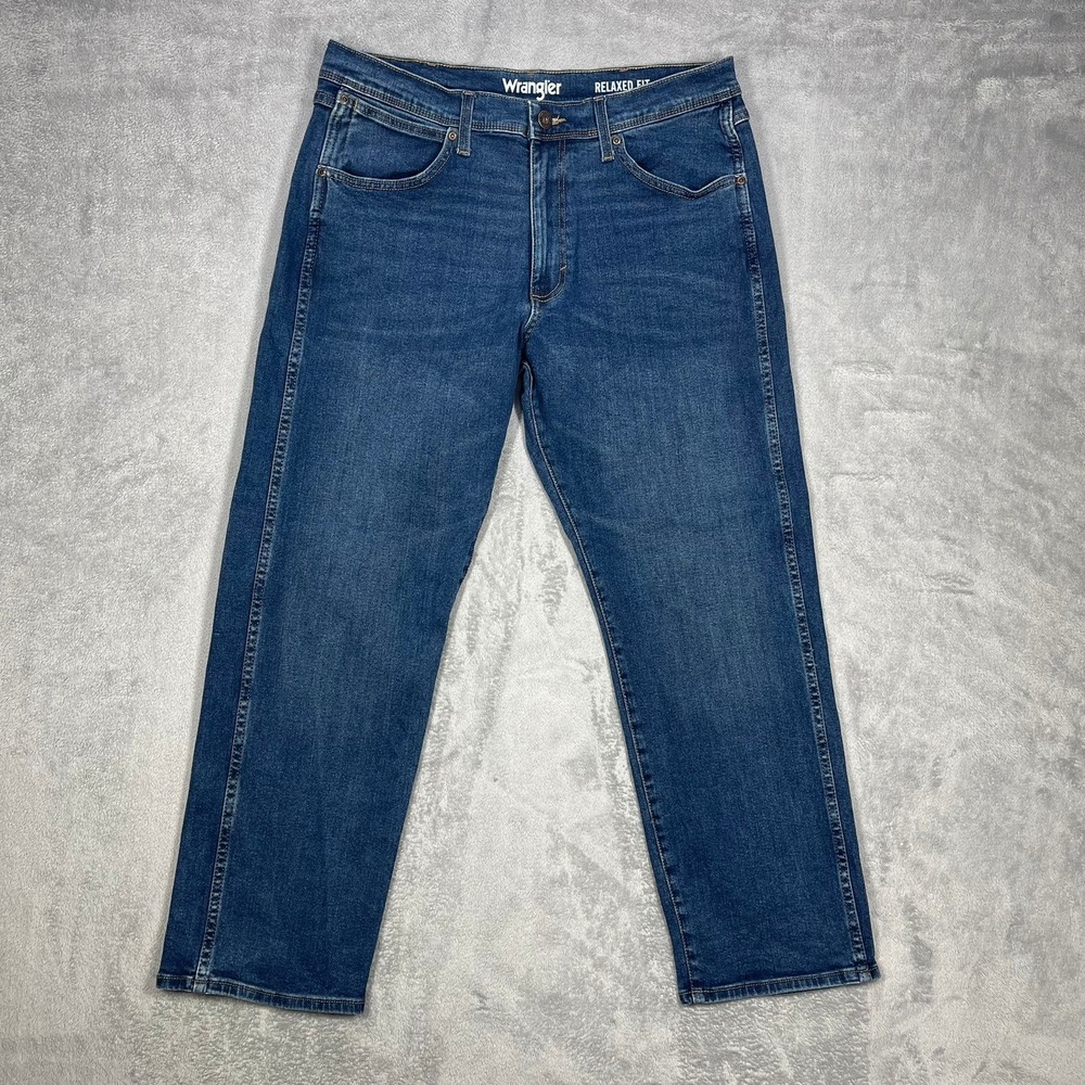 Wrangler Relaxed Fit Jeans Men 34x30(28) Blue Stretch Denim Pants 1855598